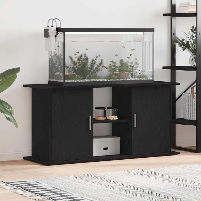 Тумба для акваріума vidaXL 121x41x58 см, ДСП, чорний дуб, міцна акваріумна підставка-шкаф