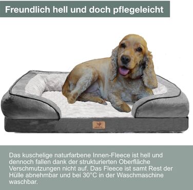 Ортопедичне ліжко для собак Traumreiter, сіре, 135x100 см. Підходить для великих та середніх собак. Ліжко-корзина, ліжко-софа, велике ліжечко для собак.