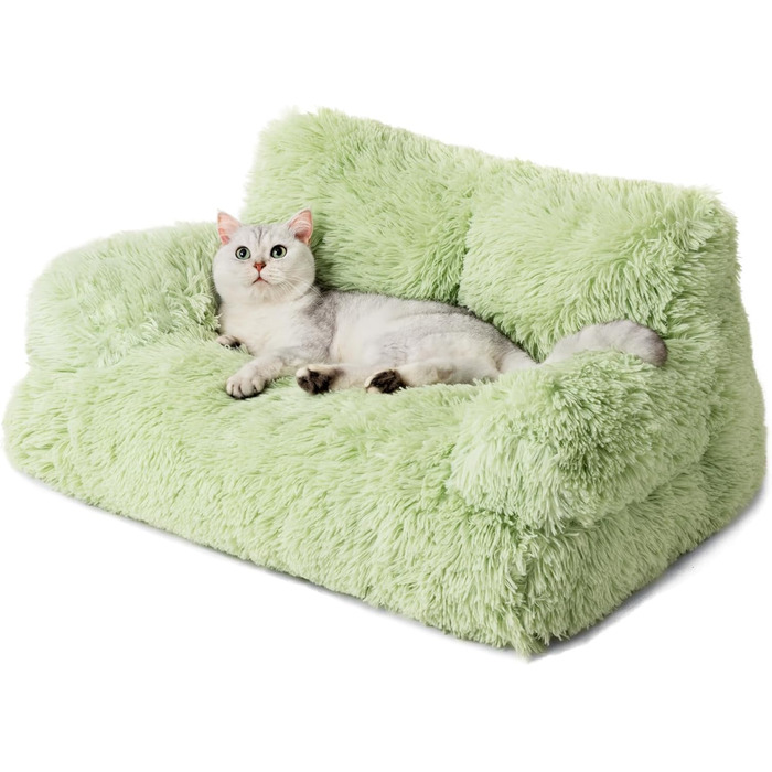 Лежак для котів і собак MEWOOFUN, плюшевий, 76x45 см, знімний та придатний до прання, зелений