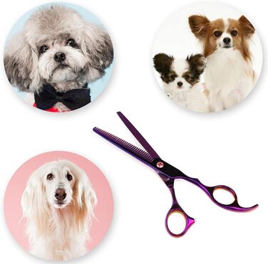 Набір для стрижки тварин, професійні ножиці для грумінгу собак та котів, 7.0 дюймів, фінішна ножиця, гребінець для догляду за шерстю, фіолетовий колір