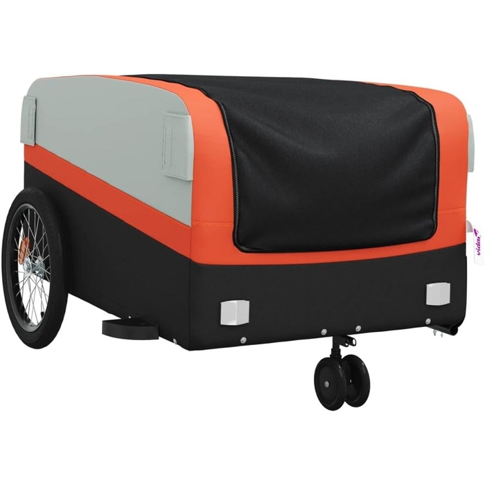 Причіп для собак Gecheer - чорний та помаранчевий, вантажопідйомність 30 кг, розмір 138x69x58 см, з відбивачами та прапором