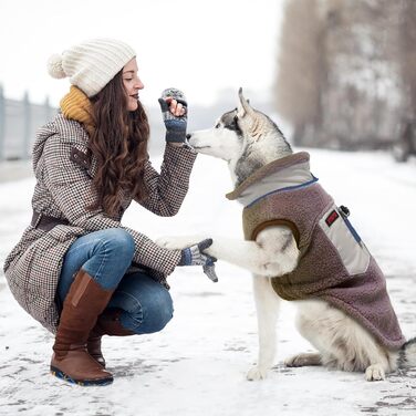 Теплий зимовий жилет для собак FeimaX з флісу, з D-початком, для малих та середніх собак, колір кава