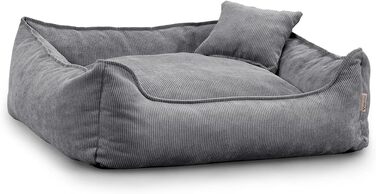 Gutekissen® Lucky: М'яке ліжко для собак – ліжко для домашніх тварин з поліуретановою начинкою, знімний чохол (темно-сірий, L - 90x75)
