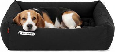 Ортопедичне ліжко для собак Doctor Bark - миється до 95°C, гігієнічне, без запаху, з м'якою подушкою для собак середніх порід (M - 80x70 см, чорний)
