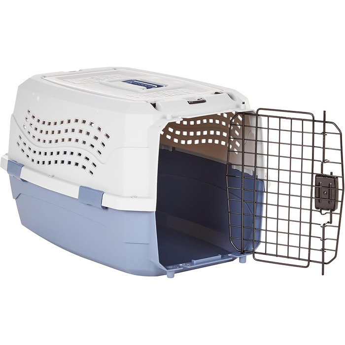 Будиночок для котів Amazon Basics, двохдверний, синій, 58x38x33 см, переноска для домашніх тварин