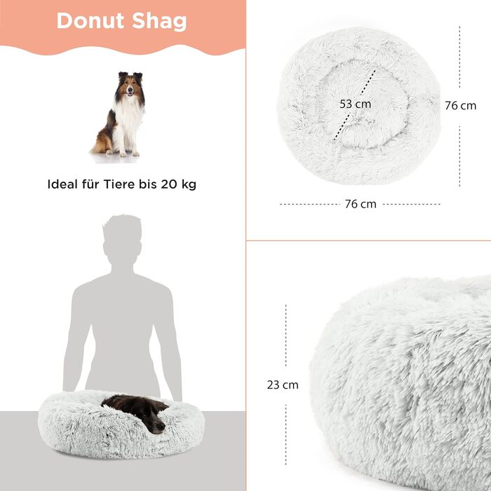 Лежак для собак Best Friends by Sheri Calming Donut, знімний чохол, машинне прання, сірий, 76x76 см, розмір M