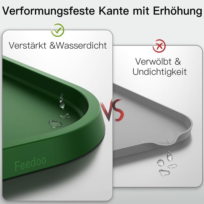 Підкладка під миску для котів та собак, силіконова, зелена, з високим бортиком