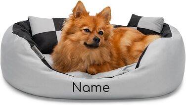 Ліжко для собак Lionto 4-в-1 з поворотним подушкою, 85x70 см, з міцного Оксфорду, водовідштовхувальне, з глибоким входом, для котів та собак всіх розмірів, з декоративною подушкою (сірий/чорний)