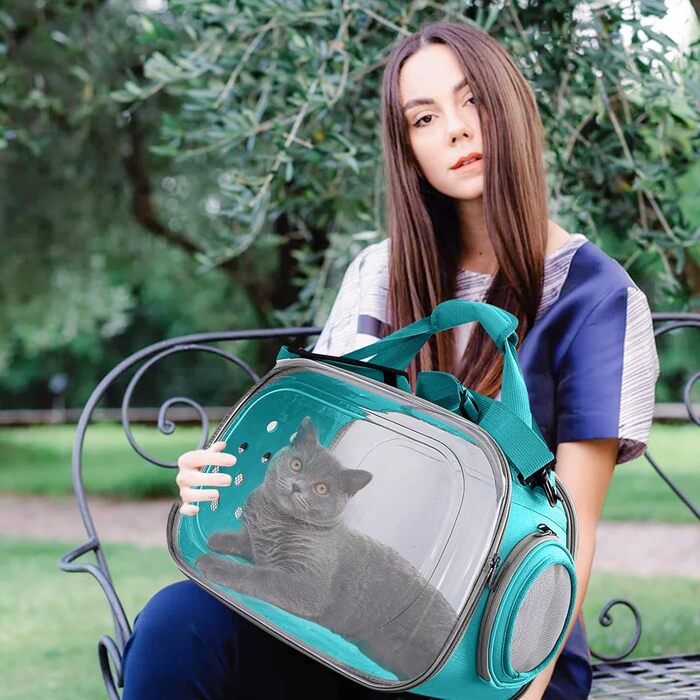 Транспортна переноска для собак та котів PETCUTE, складана та миюча, для подорожей літаком (Скай Блю)