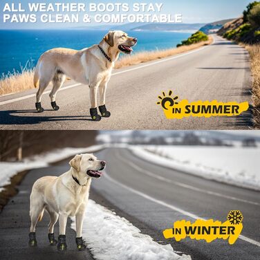 Черевики для собак Expawlorer для великих собак, захист лап на зиму, чорний, розмір 7 (4 шт.)