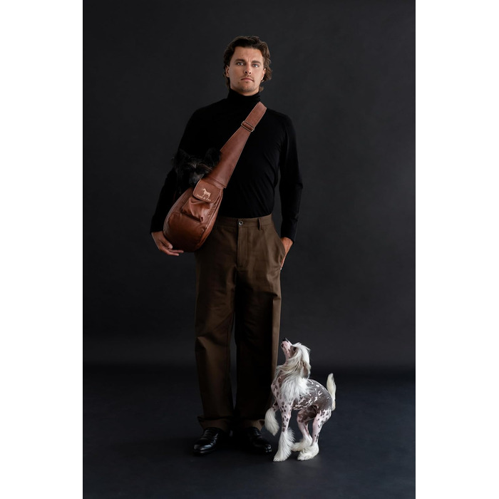 Сумочка для собак Noah & Paw до 10 кг, з регульованим ремінцем, м'яким хутром, подвійним замком безпеки, з веганської шкіри