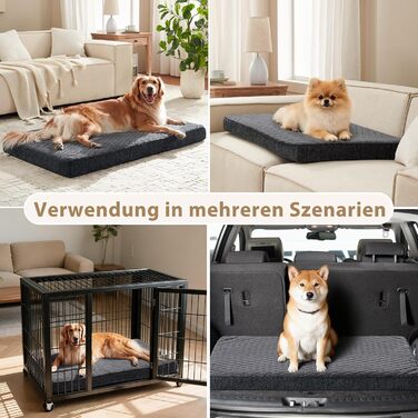 Ортопедичне ліжко для собак JOEJOY, 61x43x9 см, сіре - м'яке, з неслизьким дном