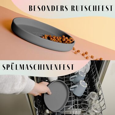 Миска для котів [Nala Collection] - широка миска для їжі | Силіконова миска | Миска для котячого корму (графітовий сірий)