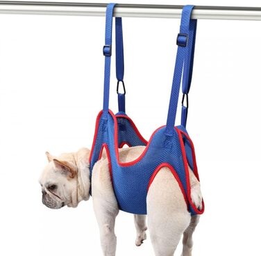 Гамак для грумінгу собак та котів DONGKER, блакитний, з 2 карабінами для маленьких тварин