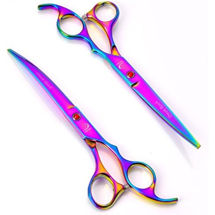 Набір для грумінгу домашніх тварин: професійні ножиці для собак та котів, ножиці для фінальної обробки, вигнуті ножиці, гребінець для грумінгу, набір для догляду за шерстю