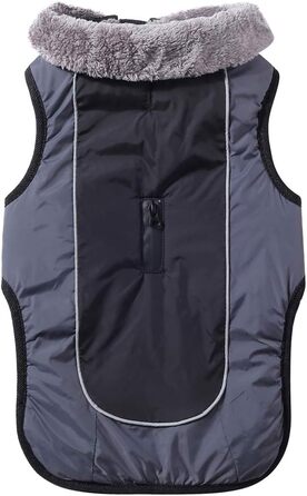 Тепла флісова нашийникова куртка для собак середніх порід, водонепроникна бавовняна куртка для холодної зими, чорний колір, розмір M