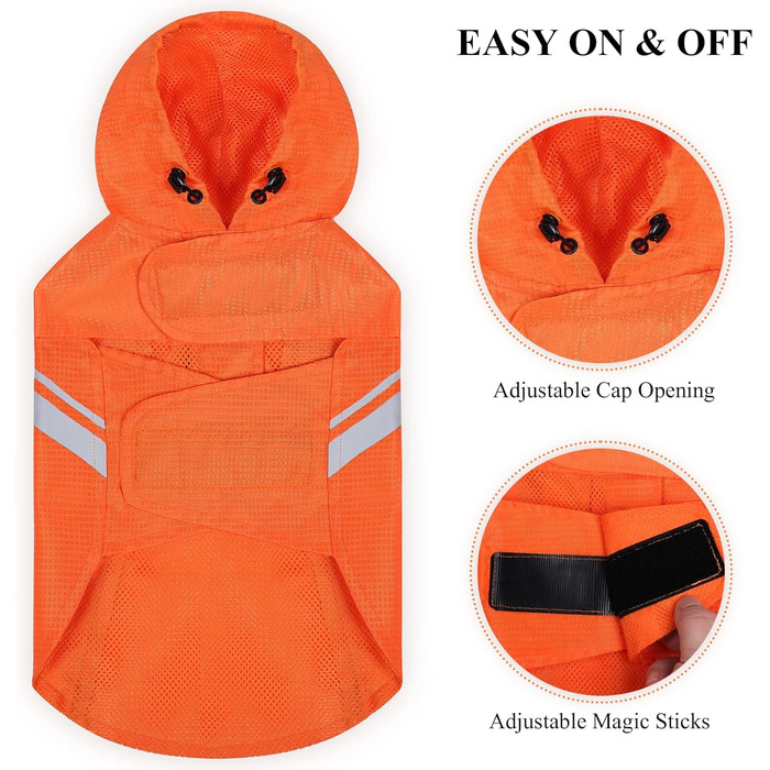 Дощовик для собак VIVAGLORY, теплий дощовик для собак, водонепроникний дощовик для собак, з підкладкою, для зими, відбиваючий, оранжевий, розмір S (обхват грудей 45.7-55.9 см)