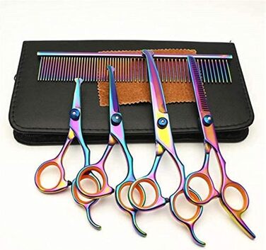 Набір професійних ножиць для грумінгу собак QUNINE, 5 шт. - ножиці для стрижки та випрямлення шерсті