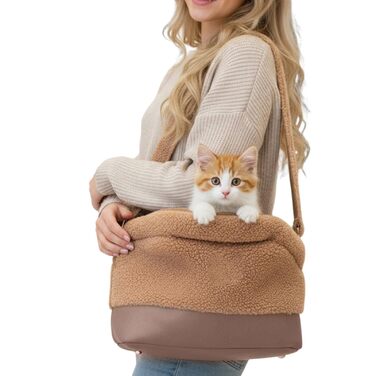 Транспортна сумка для котів та собак - водонепроникна сумка-переноска для тварин, з безпечним кріпленням, для маленьких та середніх порід, коричнева