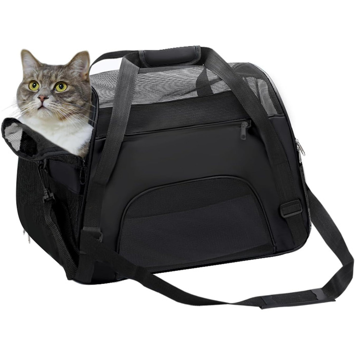 Сумка-переноска для домашніх тварин з м'якими боковинами (S, BLACK)