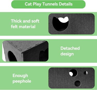 Тунель для котів Homegroove L-подібний, великий, з фільцу, інтерактивний, DIY, сірий