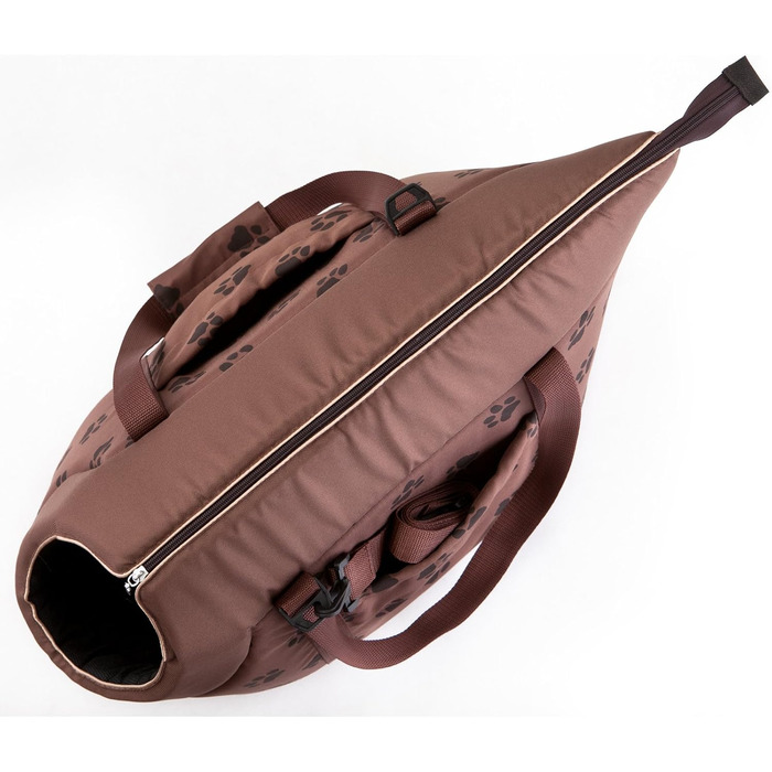 Транспортна сумка для собак та котів, переноска для тварин, сумка-переноска (бежева з принтом лапок)