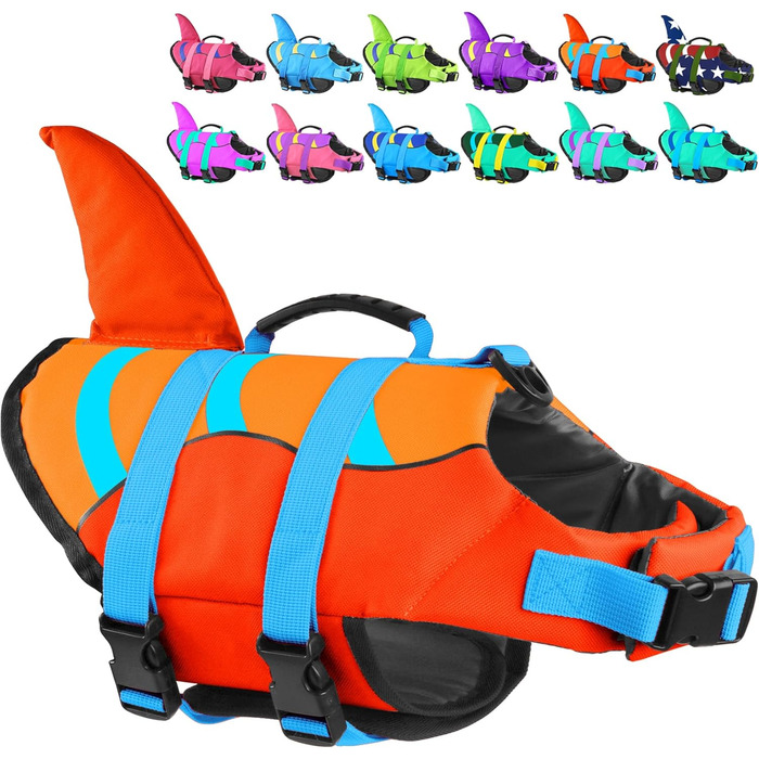 Жилет для плавання собак Shark Fin від Fragralley, висока плавучість, міцний нейлон та поліуретановий пінопласт для плавання, катання на човні та водних видів спорту