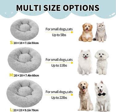 М'яке ліжко для собак та котів, зручне та тепле, 60 см, світло-сірий колір