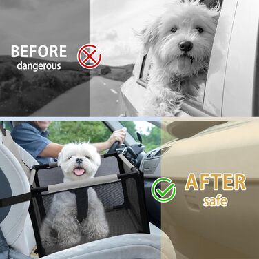 PetsHome Автокрісло для собак, складне, водонепроникне, дихаюче, оксфорд, з 12 ПВХ-трубками, для малих і середніх собак, автокрісло-бустер для подорожей