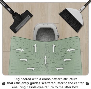 Килимок для котячого туалету OHMO, 80x60 см, преміум-силікон, великий, вологостійкий, без BPA, легко миється, світло-зелений