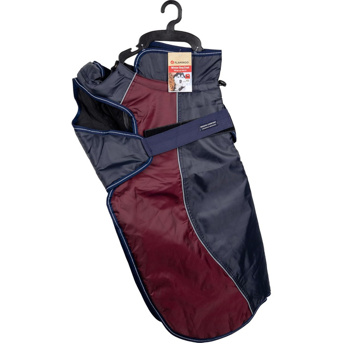 Зимовий теплий нашийник для собак Flamingo Eiberg Kaki & Dunkelblau, 40 см, поліестер, дихаючий, водовідштовхуючий, з PU-покриттям, з бавовняним ремінцем, з отвором для повідка, світловідбиваючий