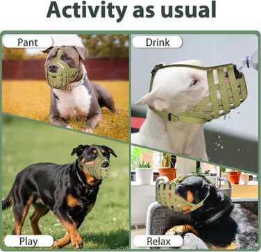 Майерзон Намордник для собак Пітбуль, Ротвейлер, Стаффордширський тер'єр - запобігання укусам, догляд за шерстю, дозволяє пити, зелений, розмір M (Snout Cir: 9.75'-11')