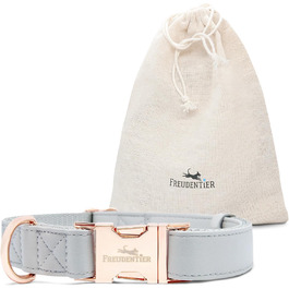 Нашийник для собак Freudentier з веганської шкіри, подарунковий мішечок, м'який, регульований та міцний, для середніх та великих собак, обхват шиї 34-49 см, ширина 2 см