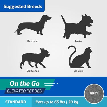 Підвищене ліжко для домашніх тварин Coolaroo On The Go, стандарт, сіре