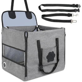 Автокрісло для собак 44x40x40 см – міцне автокрісло з ременем безпеки та сіткою – складний собачий кошик для заднього сидіння авто для маленьких та середніх собак, водонепроникне та зручне