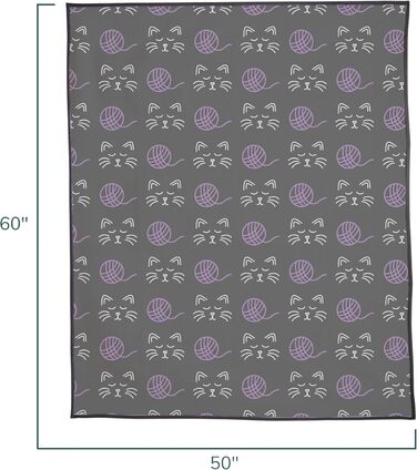 Килимок для тварин на вулицю та в будинок, 127 x 152,4 см, зручний, водонепроникний, для пікніків та подорожей, складаний, сірий, орхідея