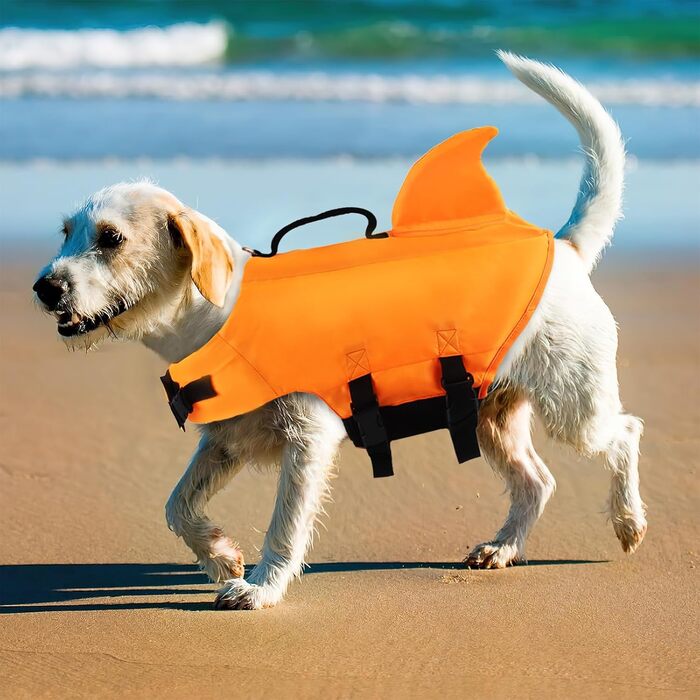 Чиммувете Хай Хунд: Чудовий костюм для плавання для собак, привертає увагу, костюм для собак-акул (Оранжевий, L)
