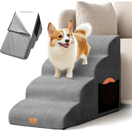 Сходинка для собак Masthome: 3 сходинки, 40 см, для маленьких собак та котів, сіра (губка)