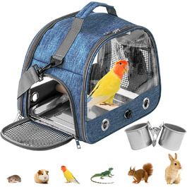 Транспортний бокс для птахів: рюкзак-переноска з підставкою та підносом з нержавіючої сталі, легкий та дихаючий, для подорожей з папугами та канарейками (33*17*26 см)