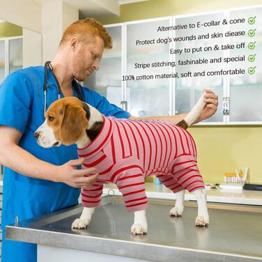 Піжама для собак після операції Kuoser, для собак малих та середніх порід (XL, червоний)