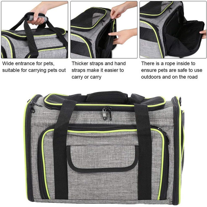 Сумка-переноска для тварин ZAICOLER з мотузкою всередині, безпечна для прогулянок та подорожей. Розширювана сумка-переноска з сіткою зверху, з оксфордської тканини для собак та котів.