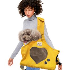 PETCUTE Сумка-переноска для собак і цуценят, жовта, регульована, дихаюча, для прогулянок та активностей на відкритому повітрі