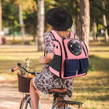 Рюкзак для кота PETCUTE, рожевий, з висувною матрацом, для маленьких котів та собак, дихаючий, складний, переноска