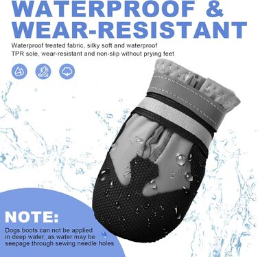 Водонепроникні собачі черевики з відбиваючими ременями, 4 шт., сірі, XL - захист лап для собак