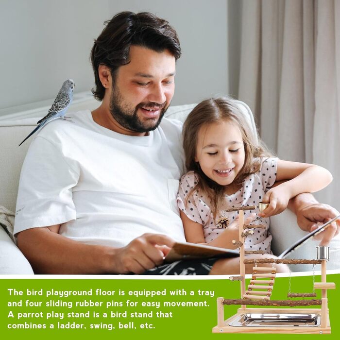 Ігровий майданчик для птахів з годівницями та підставкою, тренажер для папуг, колібрі, хвилястих поніків, ара