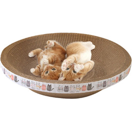 Котячі дряпки, овальні котячі дряпки з мискою та гніздом, гофрокартонна лежанка для котів, котячі дряпки для диванів та килимів (кругла середня (діаметр 40 см, висота 9 см))