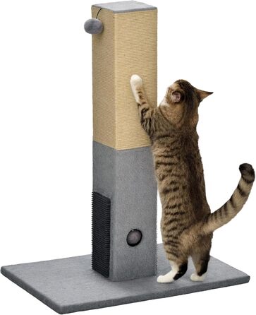 Кігтеточка PawHut для котів середнього розміру, сіра, 79 см: кігтештамб, мотузка, іграшки