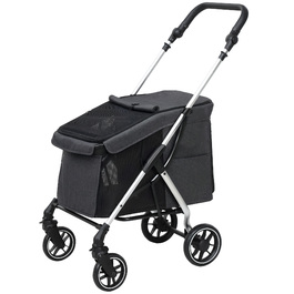 PawHut Dog Stroller Легкий складаний Dog Buggy з алюмінію для собак і кішок до 10 кг Cat Buggy з подушками Сітка Вікна Двері Кошик для зберігання Котяча коляска Баггі Grey | Аосом