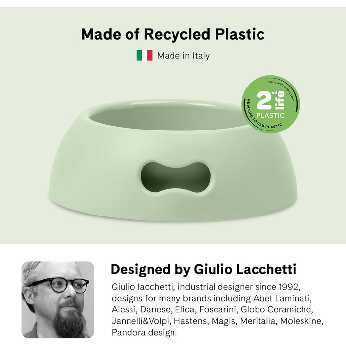 Миска для собак UNITED PETS Pappy, екологічна, Made in Italy, 350 мл, зелена