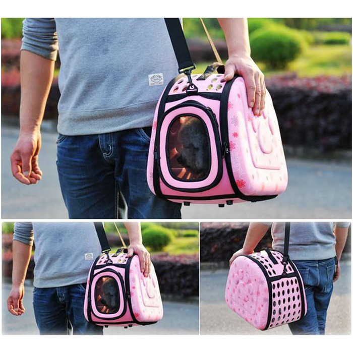 Транспортна переноска для собак та котів, рожева, середнього розміру. Зручна переноска для подорожей на відкритому повітрі. Дихаюча, комфортна переноска для тварин.